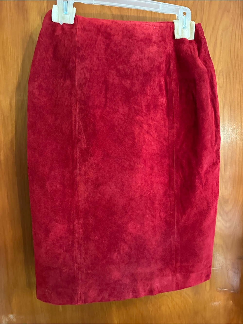 R2R Red Genuine Suede Leather Pencil Skirt Size 10